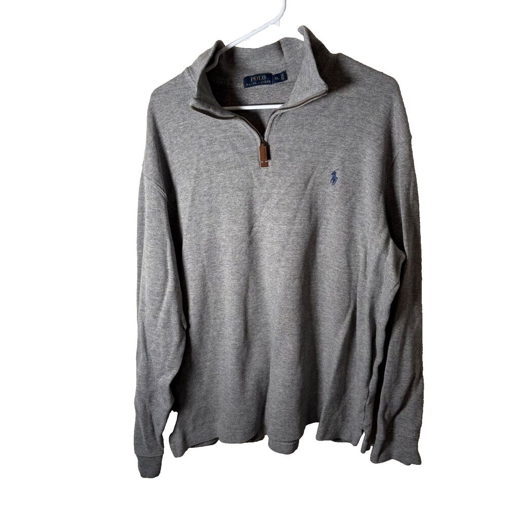 Polo Ralph Lauren Sweatshirt Men's XL 1/4 Zip Pullover Knit Gray Sweater